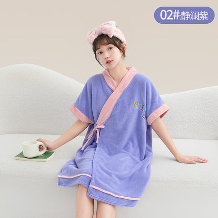 New Style Thickened Bath Towel Girls Can Wear Wrap Cotton Absorbent Quick-drying Household Nightgown Autumn and Winter Bathing Bathrobe Bath Skirt
