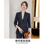 One-piece black stripe suit / S