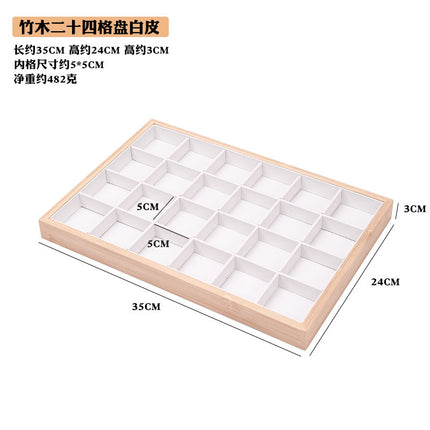Bamboo Edge 24-grid Jewelry Disc Earrings Headline Necklace Sorting Finishing Box Beaded Flower Jewelry Display Rack Looking at Pallets