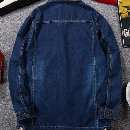plus size Men's Denim Top Denim Jacket Fashionable Fatty Work Clothes Large Denim Shirt Plus Size Denim Jacket