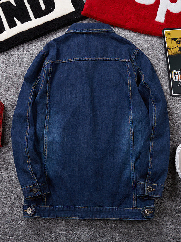 plus size Men's Denim Top Denim Jacket Fashionable Fatty Work Clothes Large Denim Shirt Plus Size Denim Jacket