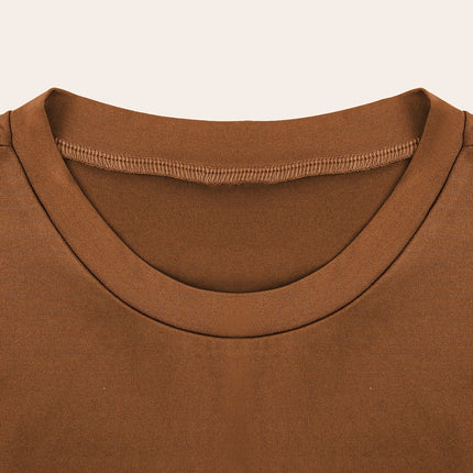 Irregular Short Front and Long Back Hem Overlapping T-Shirt