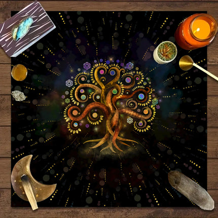 Tree of Life Tarot Card Tablecloth Game Decorative Tablecloth Card Game Push Card Game Ceremony Props Decorative Tablecloth