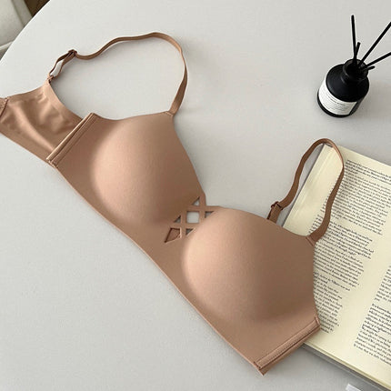 Traceless Underwear Women's Half Cup Thin Anti-sagging Upper Bra Push-up Bra Small Chest Gap Non-rimless Tube-top Cross-border