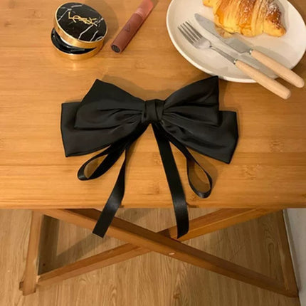 Bow hairpin new black fabric headdress spring clip French high-end head clip jewelry hair clip