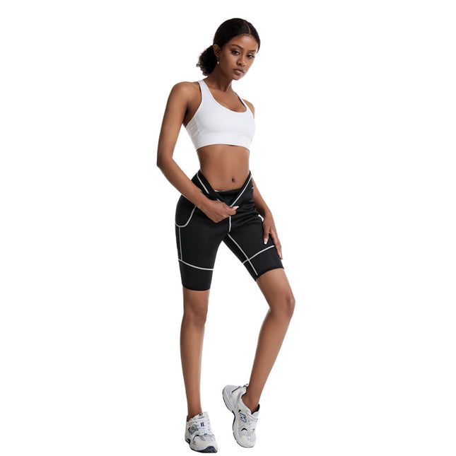Amazon Cross-border Sports Fitness Neoprene Pocket Design Abdominal Corset Sweat Yoga Body Shaping Shorts