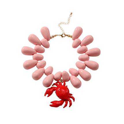 European and American Exaggerated Big-Name Natural Ocean Beach Vacation Style Necklace Water Drop Crab Pendant Women's Light Luxury Cross-Border Supply