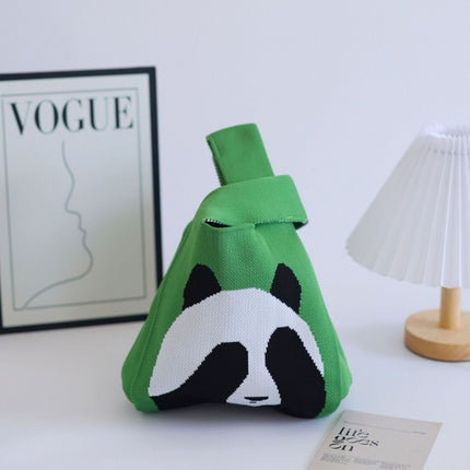 Knitted Handbag Women's Spring New Cartoon Woven Hand Bag Work Sundry Bag Gift Bag Lunch Bag