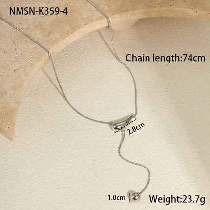 Cross-Border Titanium Steel Snake Bone Chain Non-Fading Stainless Steel Necklace Plated with 18K Gold Light Luxury Design Long Y-Shaped Chain Wholesale