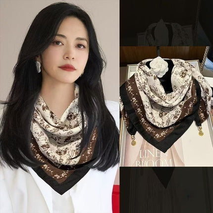 New 65.65 Magnetic Buckle Scarf Women's Square Scarf Winter Lazy Pendant Ins Scarf Scarf Decorative Fashion All-match
