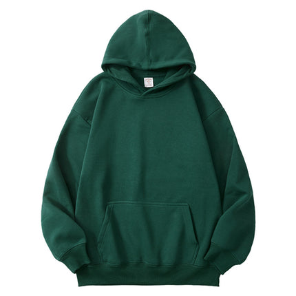 2025 Autumn/Winter 1334 Style Loose Casual 350g Fleece Solid Color Fleece-Lined Thick Pullover Hoodie