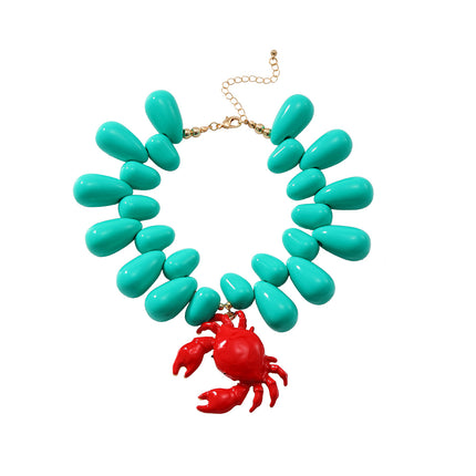 European and American Exaggerated Big-Name Natural Ocean Beach Vacation Style Necklace Water Drop Crab Pendant Women's Light Luxury Cross-Border Supply