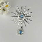 Silver sunflower sky blue beads