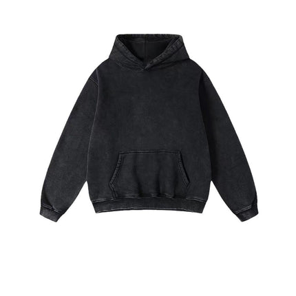 2026 Autumn/Winter Heavyweight Fleece-Lined Thickened European and American Retro Cross-Border Washed Sweatshirt Men's Trendy Sports Hoodie Men's Hooded Sweatshirt