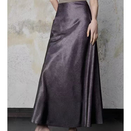 100% Gold-plated Satin Skirt Women's Tortoise Crack Rose Flower Dark Bottom Xiangyun Gauze Triacetate Hip Fishtail Skirt