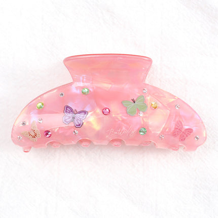 Baoguang spring and summer jewelry butterfly printing super fairy with diamond clip acrylic hair accessories girl simple hair clip
