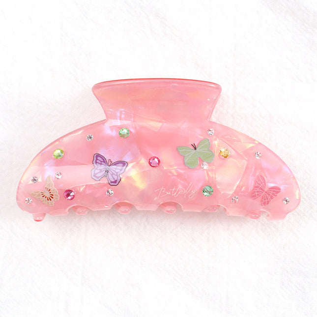 Baoguang spring and summer jewelry butterfly printing super fairy with diamond clip acrylic hair accessories girl simple hair clip