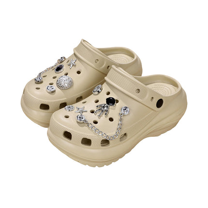 Cave Shoes Women's Elegant High-end Outer Wear 2024 Summer Fashion DIY Crystal Bear Beach Indoor Two-Wear Sandals and Slippers