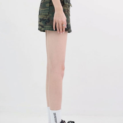 Army Green Skirt Denim Camouflage Skirt Women's Summer New High-Waist Hip-Covering Slimming European and American Sexy Hip-Hugging Skirt