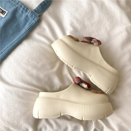 Retro Bowknot Bear Outdoor Anti-Odor Slippers Home Cartoon Casual Height-Increasing 2026 Summer Closed-Toe Sandals