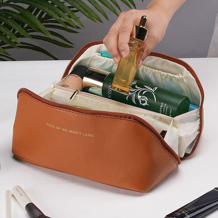 Cross-border High Quality PU Leather Cloud Pillow Cosmetic Bag Large Capacity Portable Cosmetic Case Travel Wash Bag Portable