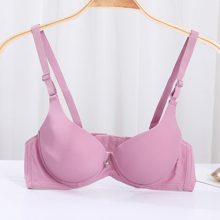 Factory spot solid color glossy seamless bra women's upper thin lower thick gather upper support seamless underwear Japanese style small bra