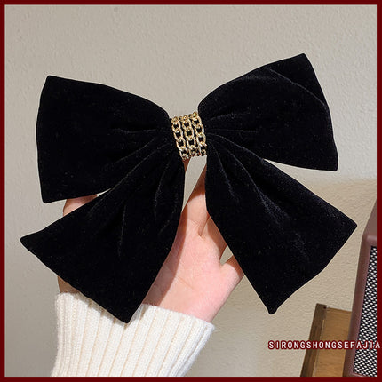 Bow hairpin new black fabric headdress spring clip French high-end head clip jewelry hair clip