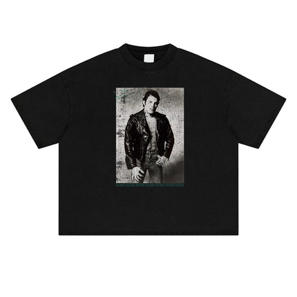 “Queen Band Uncle Tooth” Imported Digital Direct Injection Heavy Short Wide Boxy Short-Sleeved Snake Year T-Shirt Men's Style