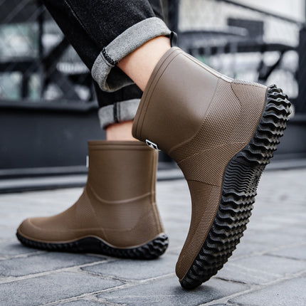 Rain Boots for Women, Waterproof and Rainproof, High-Top Men's Natural Rubber Water Boots, Outdoor Thickeneded Non-Slip and Wear-Resistant Rainy Day Water Shoes, Trendy