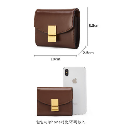 Cross-Border Women's Clutch Bag New Korean Style Small Square Bag Wallet Cowhide Tofu Bag Multi-Card Slot Money Clip Bag