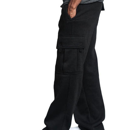 Cross-Border Export European and American New Men's Multi-Flap Pocket Pants Cargo Pants Autumn and Winter Brushed Casual Leggings Pants for Men