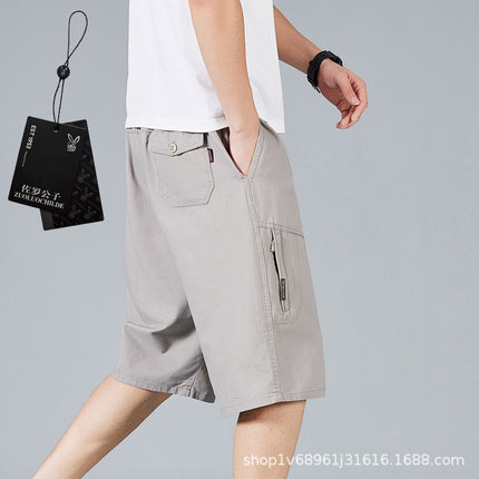 Zorochilde Capri Pants Men's Summer Thin Shorts Pure Cotton Mid-length Pants Outer Wear plus size Workwear Pants Casual Loose