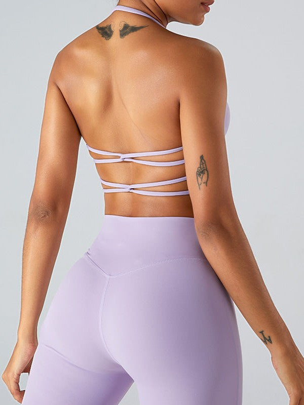 European and American Fashion Sexy Hanging Neck Sports Vest Women's Quick-Dry Cross Beautiful Back Running Fitness Underwear Yoga Bra