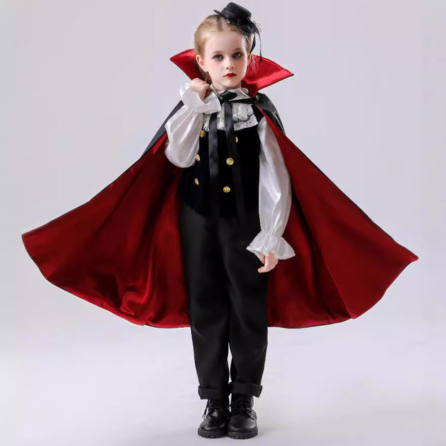 Halloween Cloak Adult Makeup Costume Props Red and Black Face Collar Death Cloak Pirate Vampire Cloak