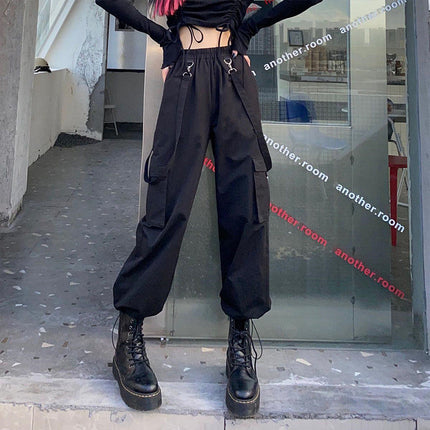 Thin Leggings Cargo Pants for Women 2024 Spring, Autumn and Summer New Two-wear Black Loose Straight Slim Casual Pants