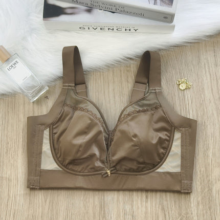 Satin Push-Up Wireless Bra for Women with Rabbit Ears, Large Size Adjustable Breast-Retracting Ultra-Thin Cup Anti-Sagging Bra
