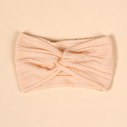 Cross-Border Kidsren's Hair Accessories European and American Popular Baby Cross Headband Jacquard Twist Bow Baby Pure Color Hairband
