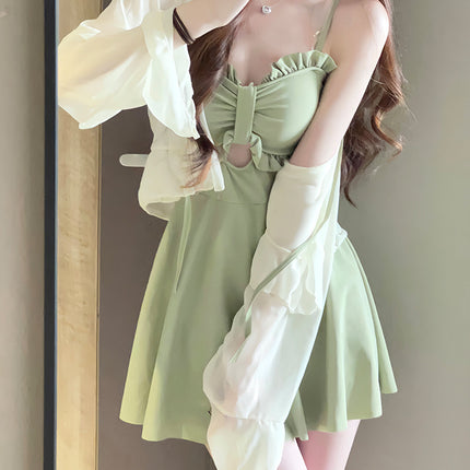 Swimsuit Women's 2025 New Summer Body-Slimming Conservative Skirt avocado green High-end Sexy Hot Spring Swimsuit