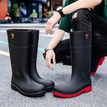 Stab-resistant Steel Toe Labor Water Protection Shoes Smash-resistant Water Boots Site Rain Boots Waterproof Men's Fishing Steel Bottom Plate Rain Boots Rubber Shoes