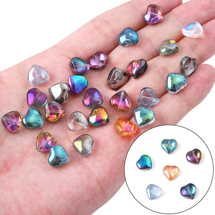 10mm Glass Color-Coated Peach Heart Crystal Beads Loose Beads DIY Handmade Necklace Bracelet Ear Jewelry Manufacturer Direct Sales Wholesale
