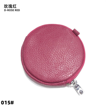 Mini Round Genuine Leather Small Coin Purse Bag Mother's Cowhide Women's Small Children's Zipper Key Coin Earphone Bag