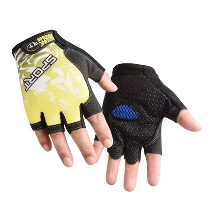 Cycling Half-Finger Gloves for Men and Women, Outdoor Sports, Mountaineering, Shock-Absorbing, Non-Slip, Silicone Breathable Butterfly Mesh, Sun Protection, Thin Gloves