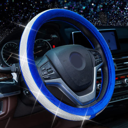 Cross-border new car steering wheel cover leather fashion rhinestone gold silk plush Four Seasons universal Diamond steering wheel cover
