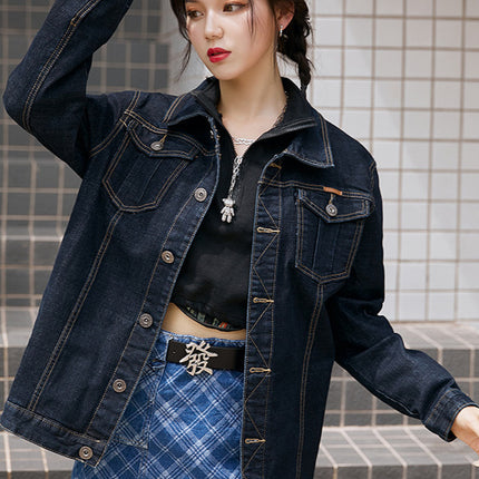 plus size Men's Loose Denim Jacket Plus Fat Plus Trendy Denim Shirt Chubby Top Autumn Stretch Jacket for Men and Women