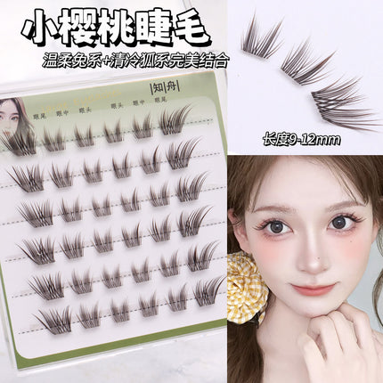 [6 Rows of Glue-Free] Light-Colored Fishtail Natural Artificial Lazy Soft Mother-Like Cool Feeling Fresh Segmented False Eyelashes