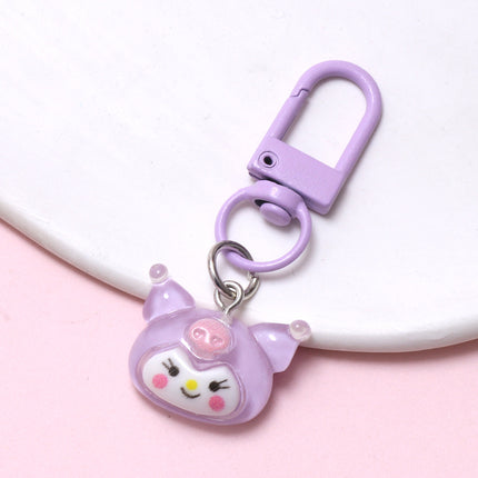 Transparent Animal Three-Creeper European Cinnamon Dog Kuromi Resin DIY Keychain Ring Accessories Pendant