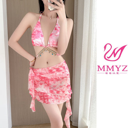 Bikini Tassel Split Three-Piece Bikini Sexy Pure Hot Hot Hot Girl Beautiful Holiday Hot Spring Swimsuit for Women