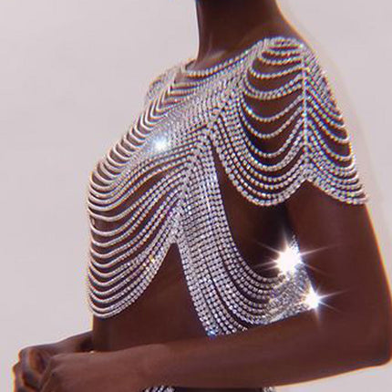 2023 European and American Hot Selling Sexy Bikini Set Fashionable Multi-Layer Bra Chain Cross-Border Rhinestone Skirt Chain Set for Women