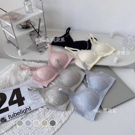Shantou Flower Reland New Style Lace Maintenance Underwear Women's Micro Plastic Latex Cup Small Chest Push-up Sling Bra
