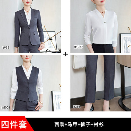 Formal wear women's suit workplace temperament work clothes front desk business wear goddess style gray suit skirt high-end formal